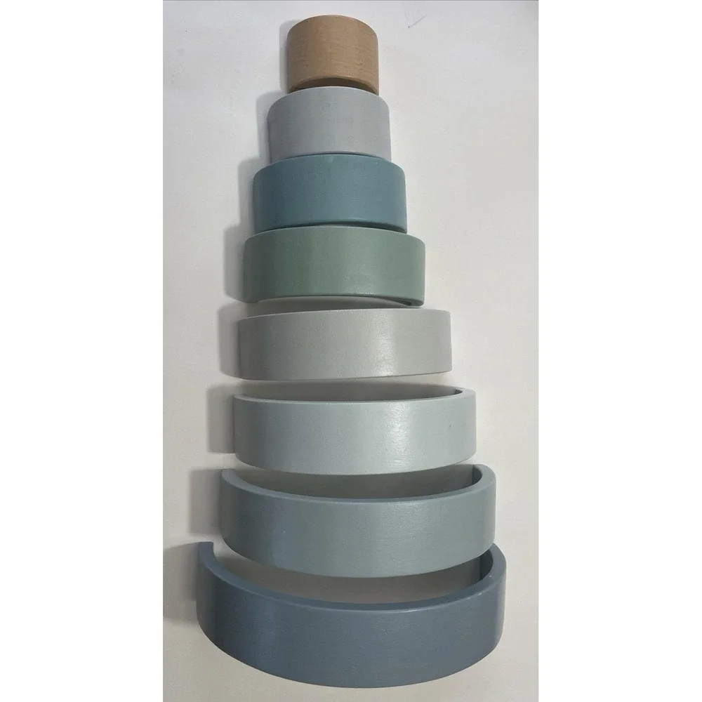 Little‎ Dutch Wooden Rainbow Stacker Montessori Toy Blue Green Nursery Decor 10